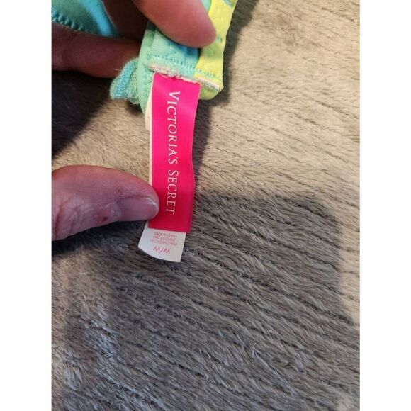 Victoria Secret Sequin Flounce Halter Swimsuit Bikini Top Size M Teal Blue - Picture 3 of 3